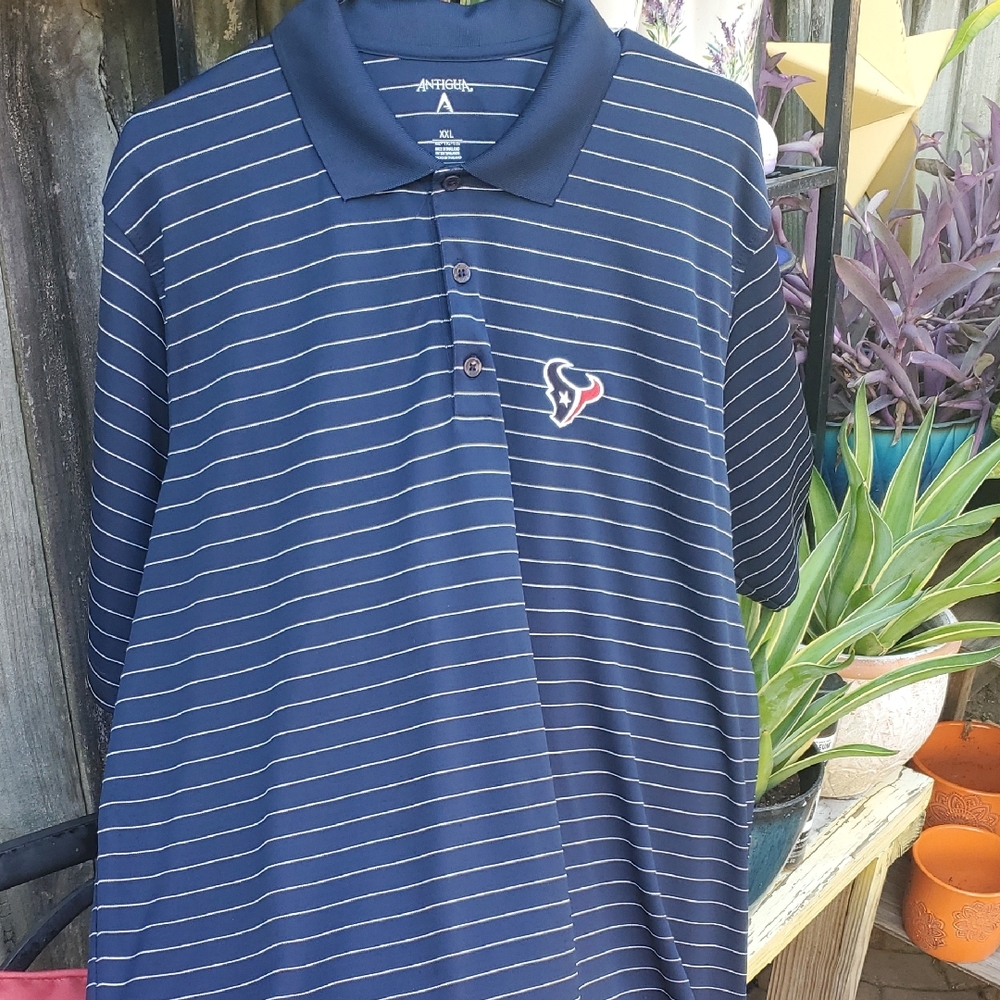 Antigua Navy Blue Striped Polo Shirt